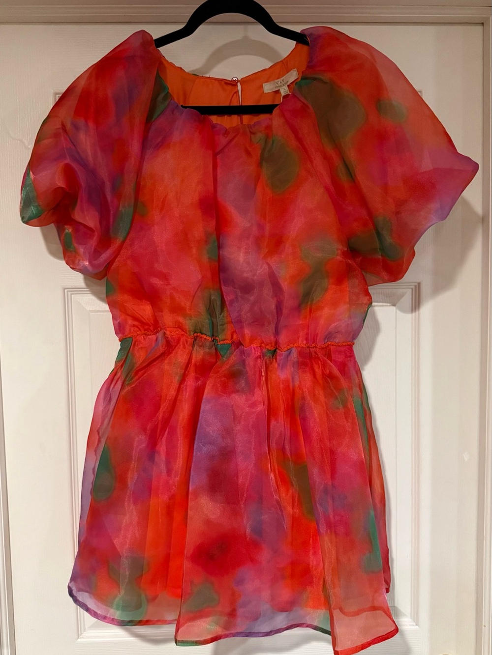 Chelsea & Violet Organza Puffy Watercolor Mini Dress
